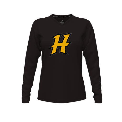 [FTLVCFBK-FYXS-LOGO3] Decker Comfort T-Shirt (Female Youth XS, Black, V Neck, Logo 3, Long Sleeve)