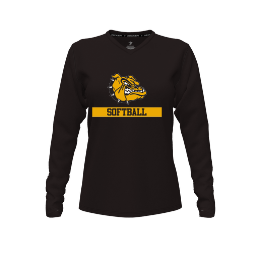 [FTLVPTBK-FYXS-LOGO1] Decker Performance T-Shirt (Female Youth XS, Black, V Neck, Logo 1, Long Sleeve)