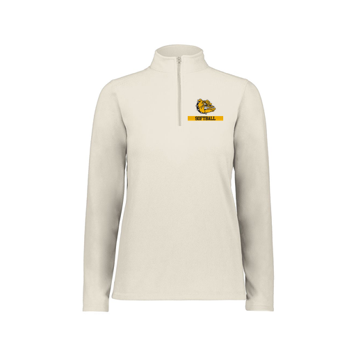 [6864.53T.XS-LOGO1] Ladies MicroFleece 1/4 Zip Pullover (Female Adult XS, White, Logo 1)