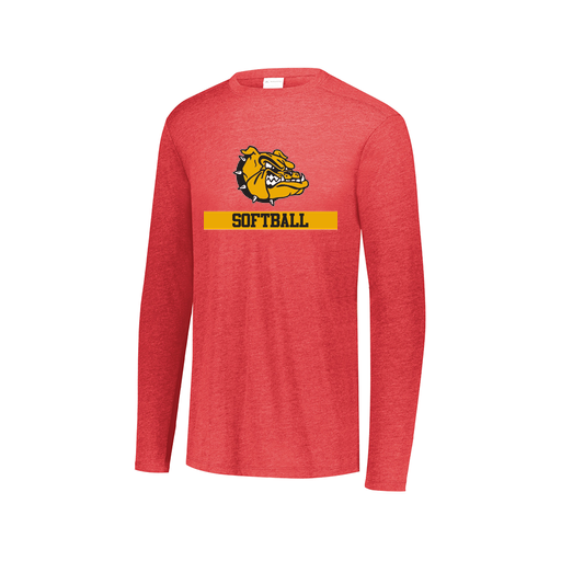 [FTLCUBRD-AXS-LOGO1] Decker Men's Tri-Blend T-Shirt - Long Sleeve (Adult XS, Red, Logo 1)